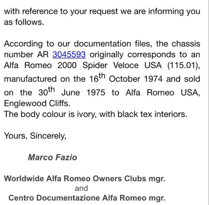 1974 Alfa Romeo 2000 Veloce Spider Spica