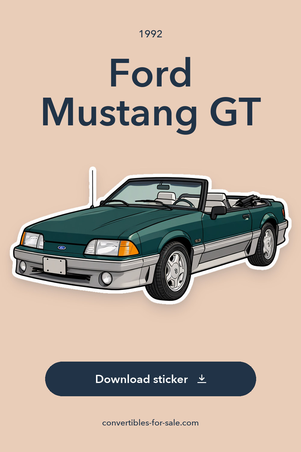 1992 Ford Mustang GT sticker preview